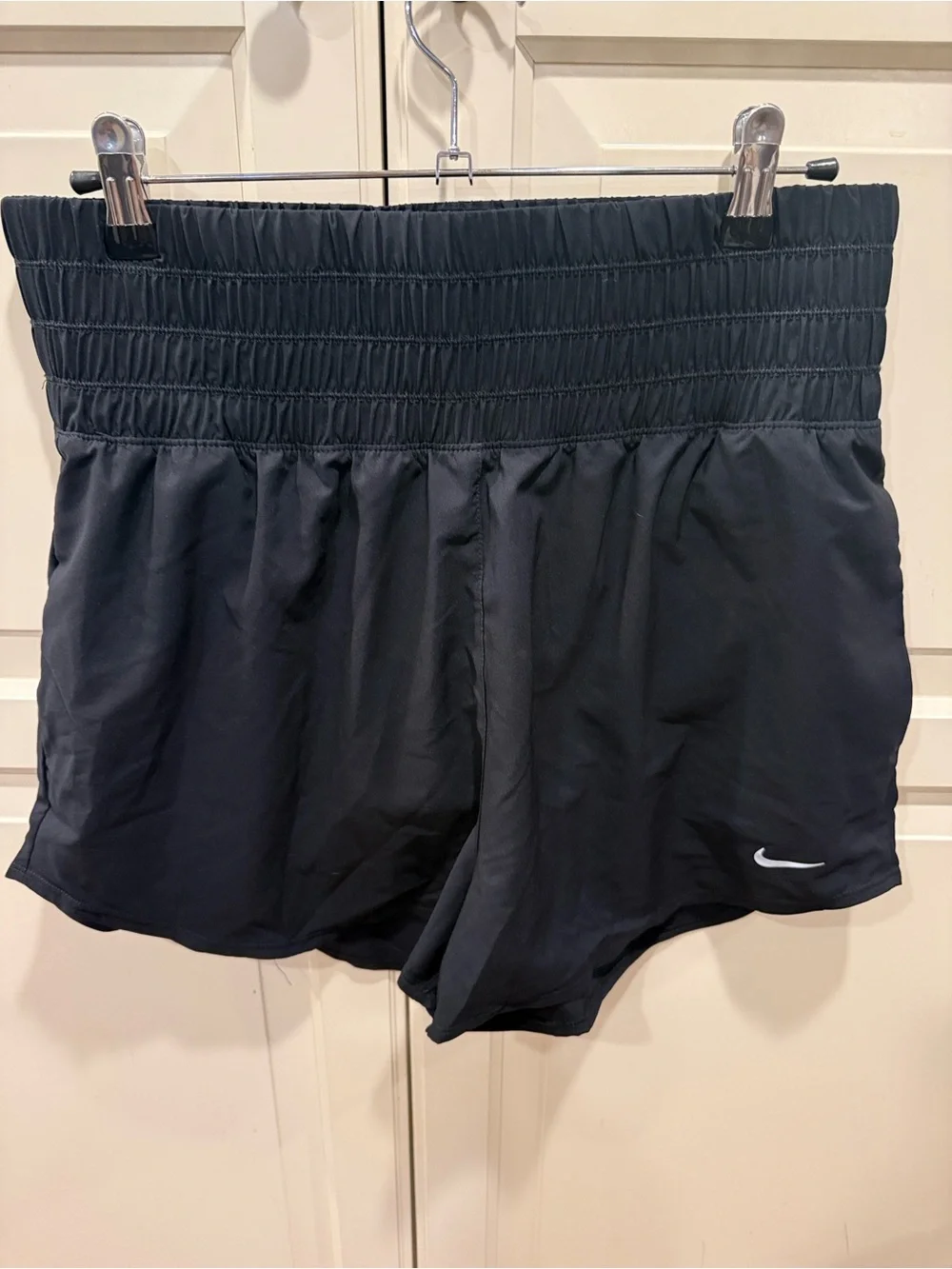 Nike Women's Black Athletic Shorts with Smocked Waistband